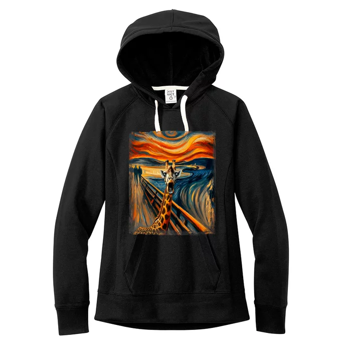 Artsy Scream For Giraffe Lovers Artistic Giraffe Women's Fleece Hoodie