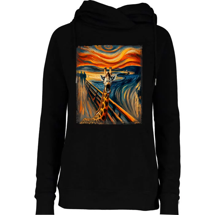 Artsy Scream For Giraffe Lovers Artistic Giraffe Womens Funnel Neck Pullover Hood