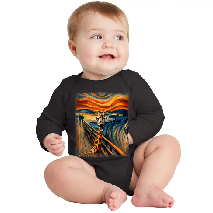 Artsy Scream For Giraffe Lovers Artistic Giraffe Baby Long Sleeve Bodysuit