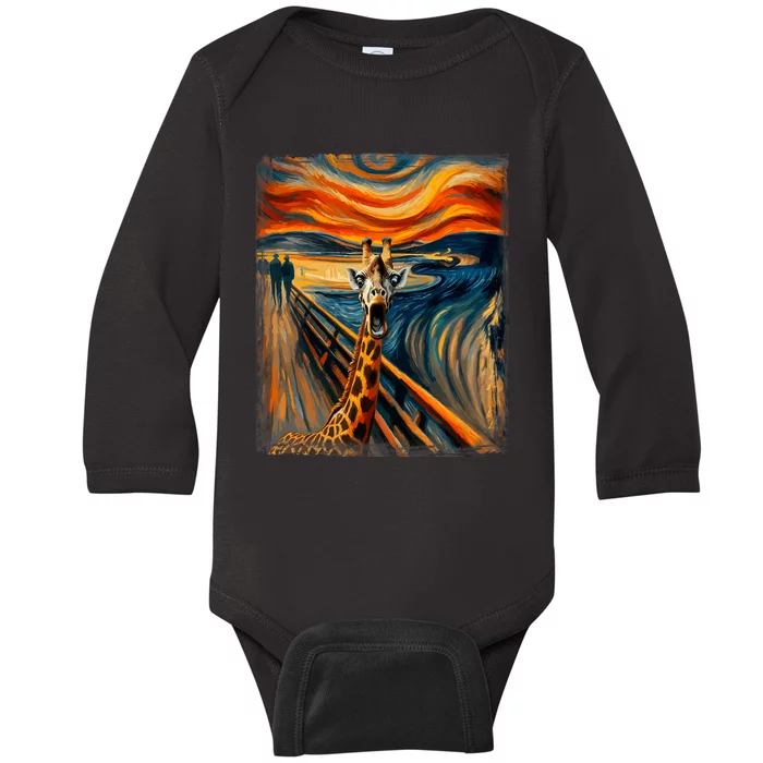 Artsy Scream For Giraffe Lovers Artistic Giraffe Baby Long Sleeve Bodysuit