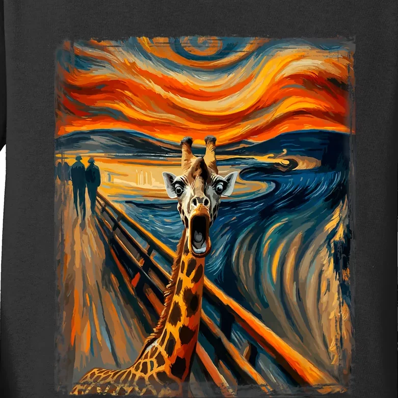 Artsy Scream For Giraffe Lovers Artistic Giraffe Kids Long Sleeve Shirt