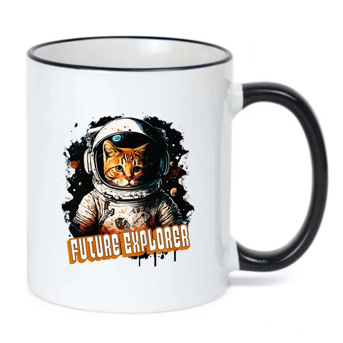 Astronaut Space Future Explorer Funny Cat Black Color Changing Mug