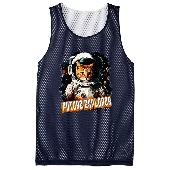 Astronaut Space Future Explorer Funny Cat Mesh Reversible Basketball Jersey Tank