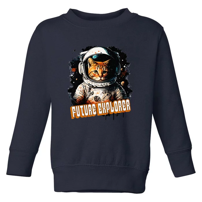 Astronaut Space Future Explorer Funny Cat Toddler Sweatshirt