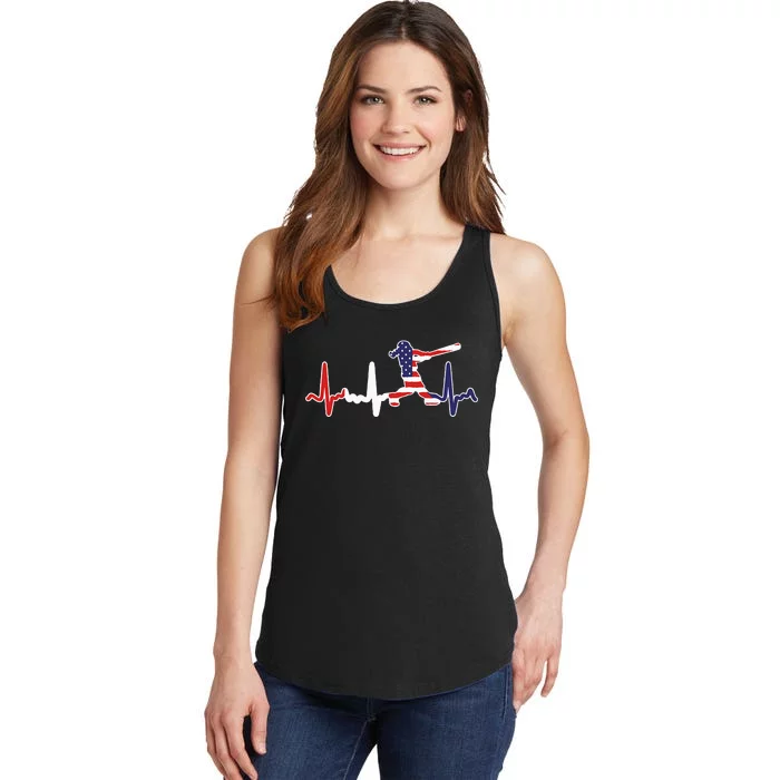 American Softball Flag Batter Softball Ladies Essential Tank