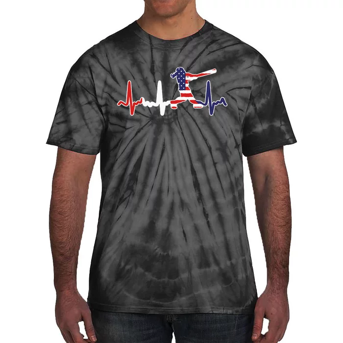 American Softball Flag Batter Softball Tie-Dye T-Shirt