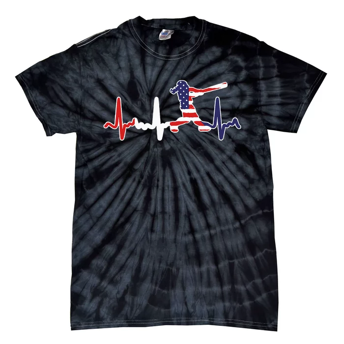 American Softball Flag Batter Softball Tie-Dye T-Shirt