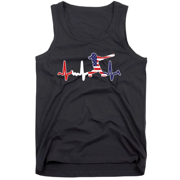 American Softball Flag Batter Softball Tank Top