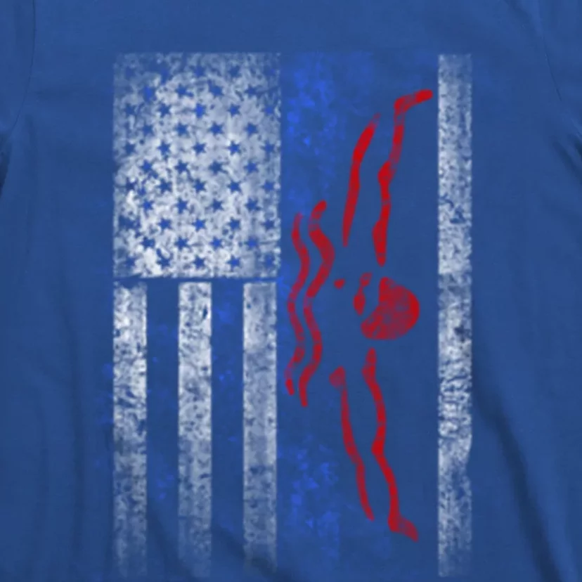 American Swim Flag Usa Swimming Butterfly Stroke Swimmer Gift T-Shirt