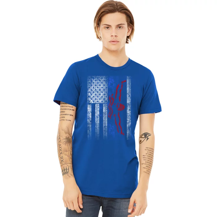 American Swim Flag Usa Swimming Butterfly Stroke Swimmer Gift Premium T-Shirt