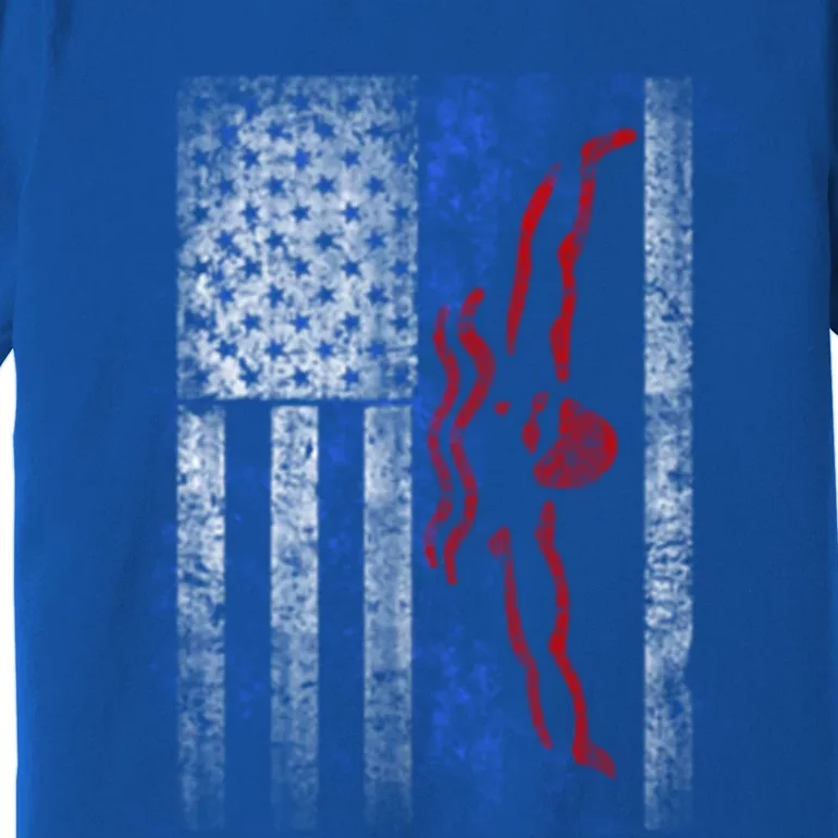 American Swim Flag Usa Swimming Butterfly Stroke Swimmer Gift Premium T-Shirt