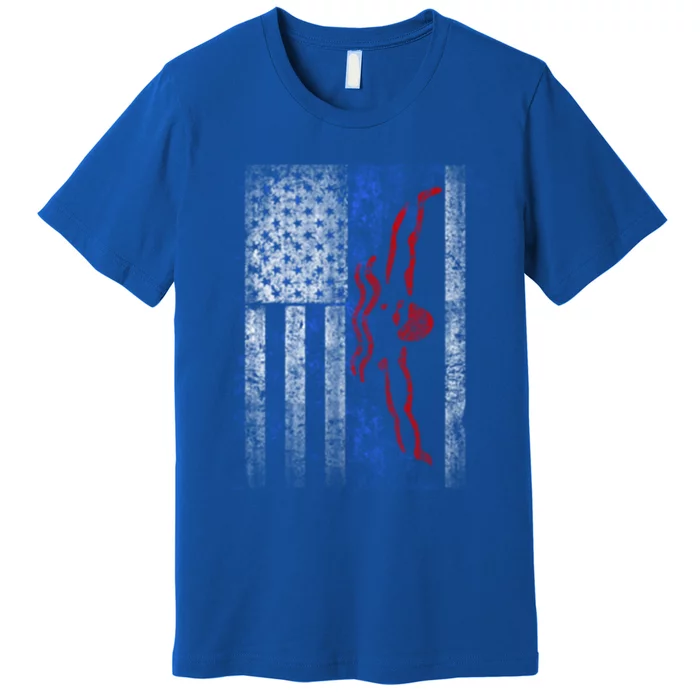 American Swim Flag Usa Swimming Butterfly Stroke Swimmer Gift Premium T-Shirt