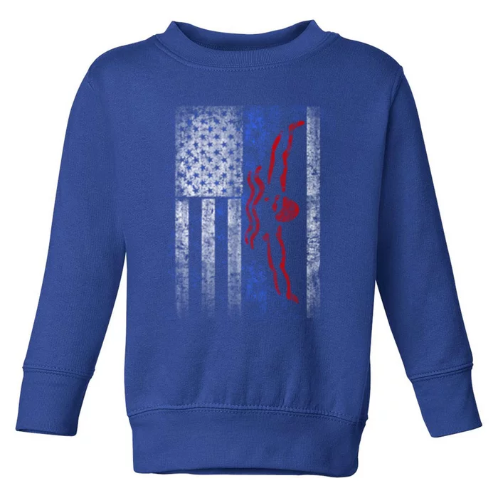 American Swim Flag Usa Swimming Butterfly Stroke Swimmer Gift Toddler Sweatshirt