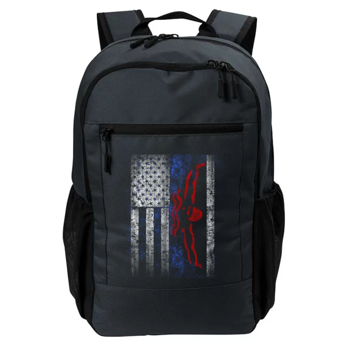 American Swim Flag Usa Swimming Butterfly Stroke Swimmer Gift Daily Commute Backpack