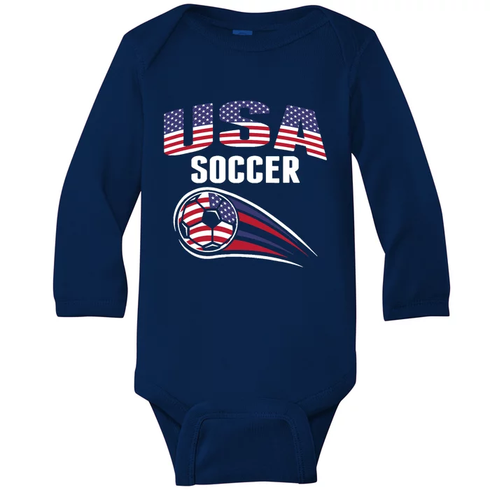 America Soccer Fans Jersey United States Football Lovers Baby Long Sleeve Bodysuit