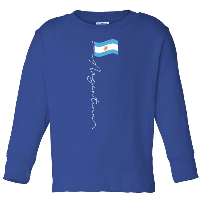 Argentina Signature Flag Pole Cool Gift Patriotic Argentinian Flag Gift Toddler Long Sleeve Shirt