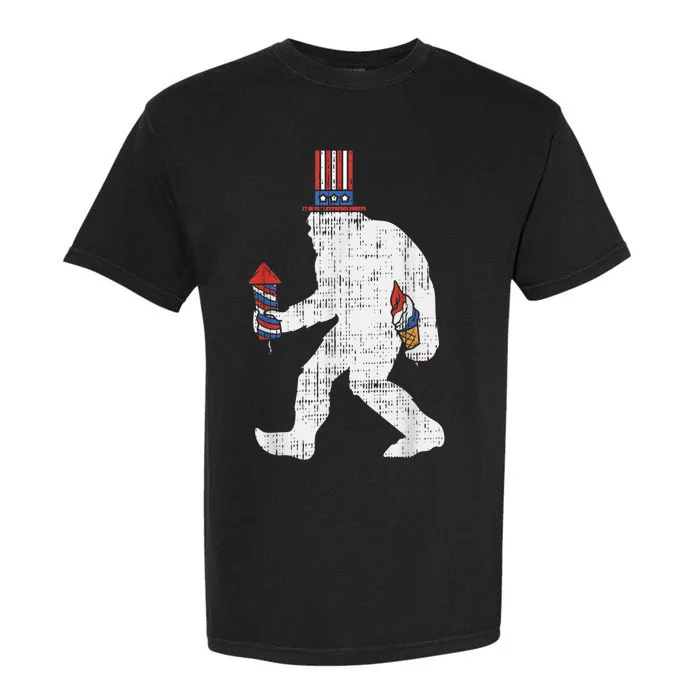 American Sasquatch Funny USA Bigfoot 4th Of July Parade Garment-Dyed Heavyweight T-Shirt