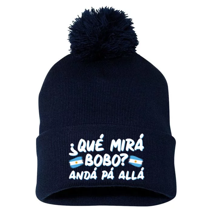 Argentina Soccer Football Que Mira Bobo Anda Pa Alla Pom Pom 12in Knit Beanie