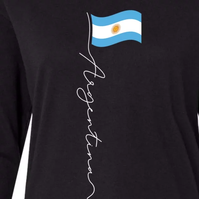 Argentina Signature Flag Pole Funny Gift Patriotic Argentinian Flag Great Gift Womens Cotton Relaxed Long Sleeve T-Shirt