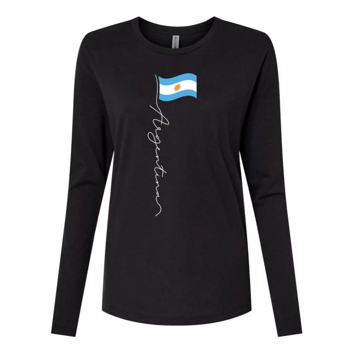 Argentina Signature Flag Pole Funny Gift Patriotic Argentinian Flag Great Gift Womens Cotton Relaxed Long Sleeve T-Shirt