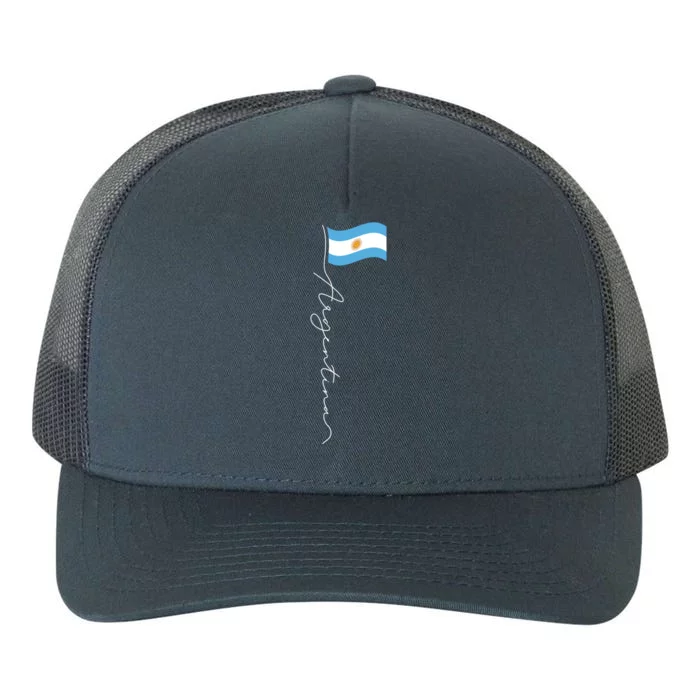 Argentina Signature Flag Pole Funny Gift Patriotic Argentinian Flag Great Gift Yupoong Adult 5-Panel Trucker Hat