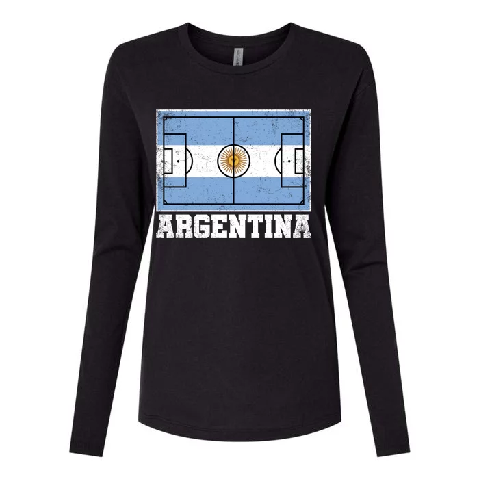 Argentina Soccer Field Country Flag Argentinian Pride Gift Womens Cotton Relaxed Long Sleeve T-Shirt