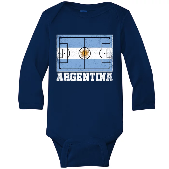 Argentina Soccer Field Country Flag Argentinian Pride Gift Baby Long Sleeve Bodysuit