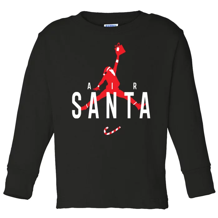 Air Santa Funny Xmas Basketball Toddler Long Sleeve Shirt