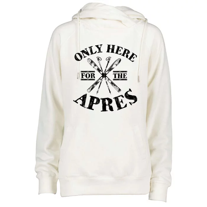 Apres Ski Funny Winter Skiing Sports Snowboarding Gift Womens Funnel Neck Pullover Hood