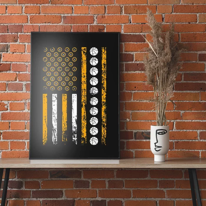 American Sports Flag Wrench Decor Basketball Labor Day Poster