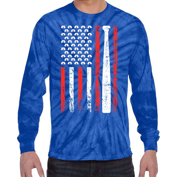 American Sports Flag National Nurses Day Baseball Bat Gift Tie-Dye Long Sleeve Shirt