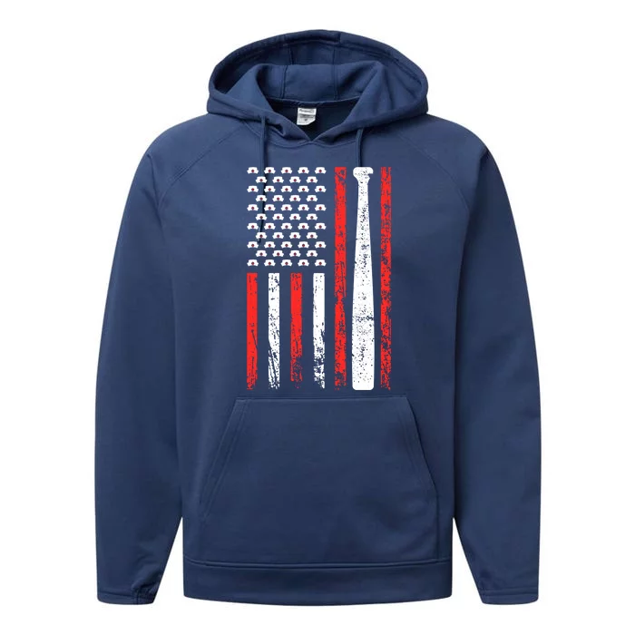 American Sports Flag National Nurses Day Baseball Bat Gift Performance Fleece Hoodie