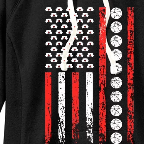 American Sports Flag National Nurses Day Basketball Gift Women's Fleece Hoodie