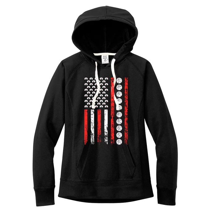 American Sports Flag National Nurses Day Basketball Gift Women's Fleece Hoodie