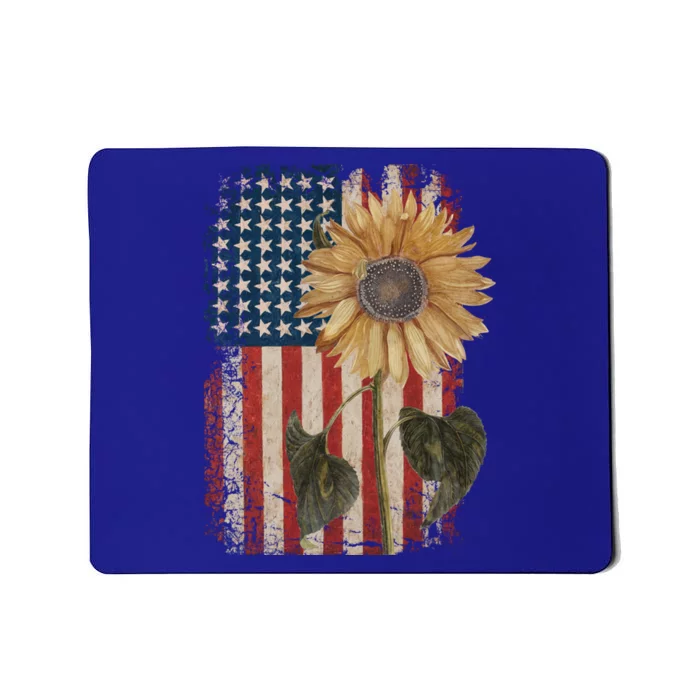 America Sunflower Flag 4th July American Patriotic Flower Gift Mousepad