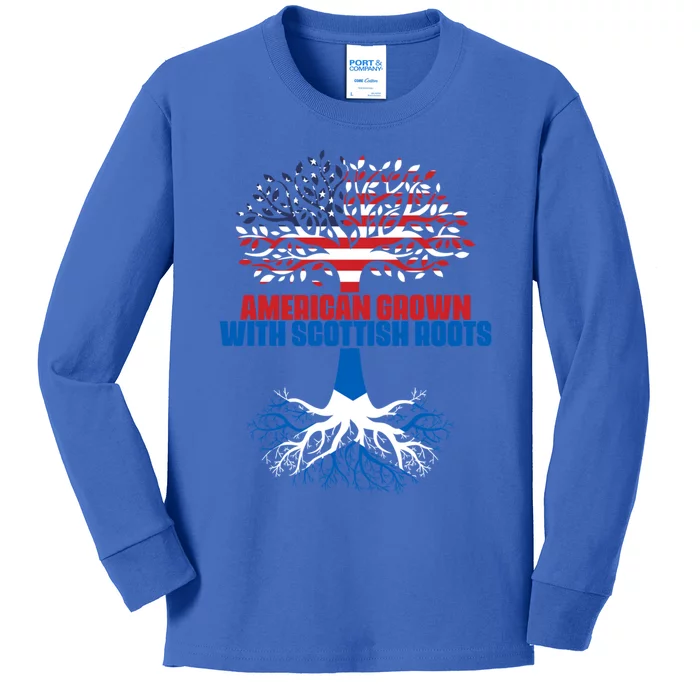 America Scotland Flag Half Scottish Half American Citizen Cute Gift Kids Long Sleeve Shirt