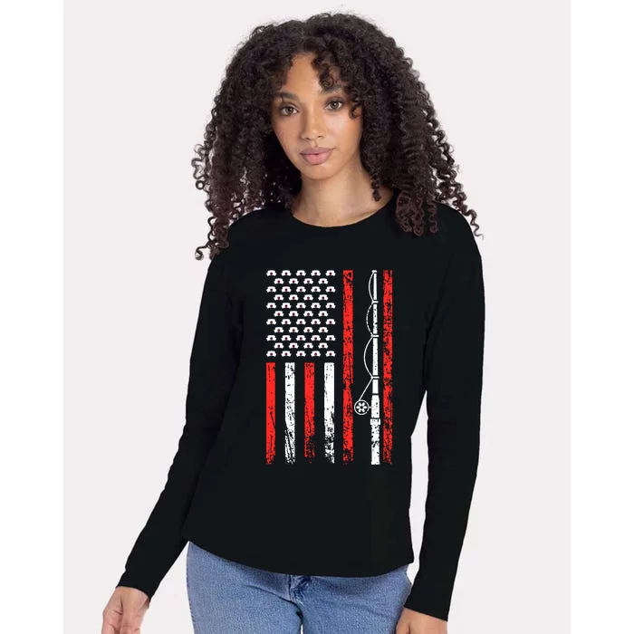 American Sports Flag National Nurses Day Fishing Rod Funny Gift Womens Cotton Relaxed Long Sleeve T-Shirt