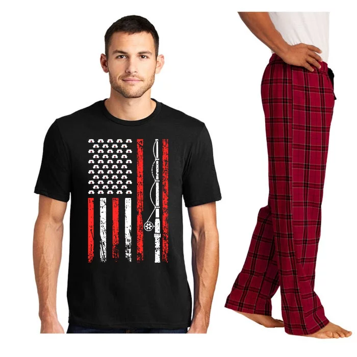 American Sports Flag National Nurses Day Fishing Rod Funny Gift Pajama Set