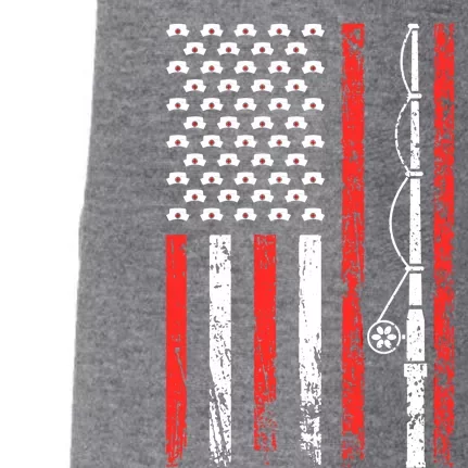 American Sports Flag National Nurses Day Fishing Rod Funny Gift Doggie 3-End Fleece Hoodie