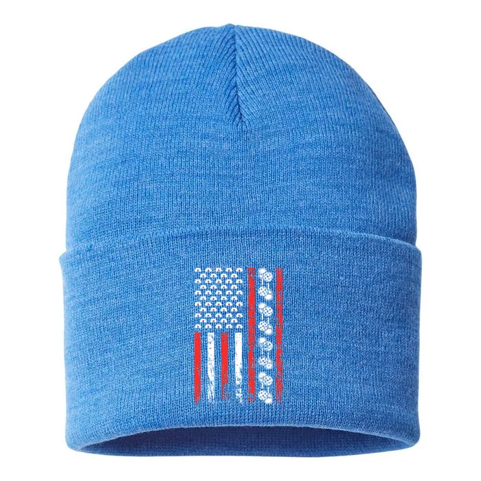 American Sports Flag National Nurses Day Pickleball Gift Sustainable Knit Beanie