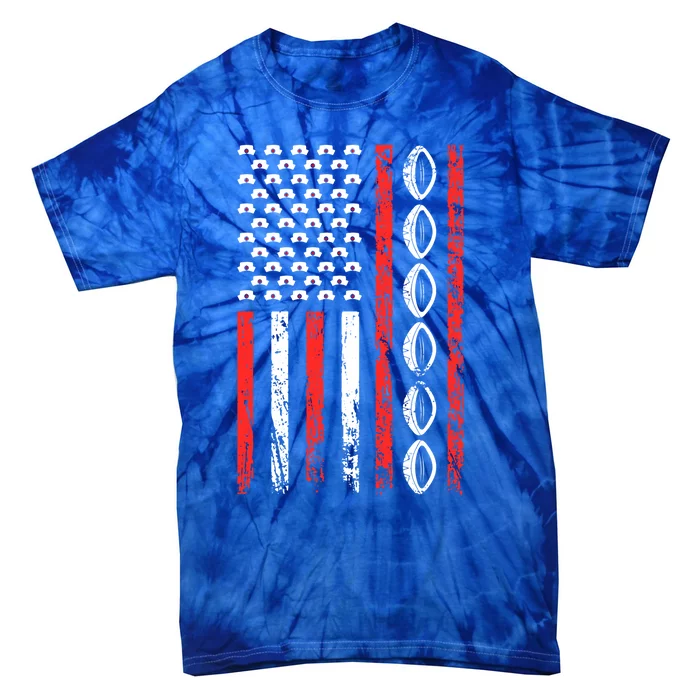 American Sports Flag National Nurses Day Rugby Football Cute Gift Tie-Dye T-Shirt