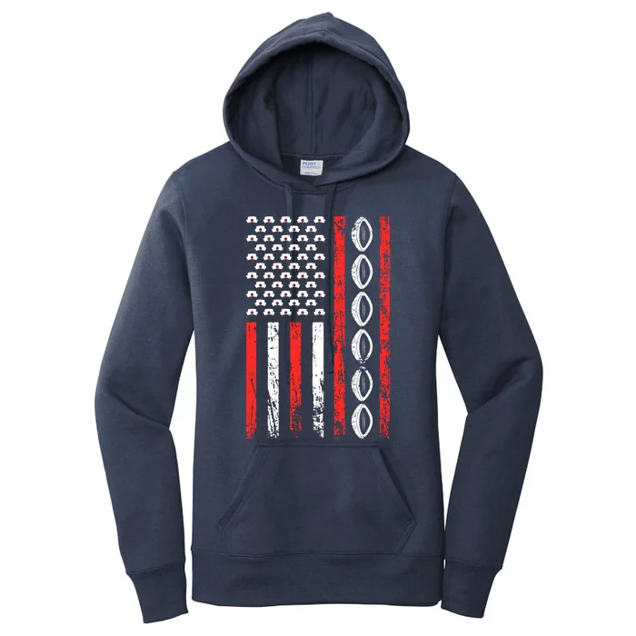 American Sports Flag National Nurses Day Rugby Football Cute Gift Women's Pullover Hoodie