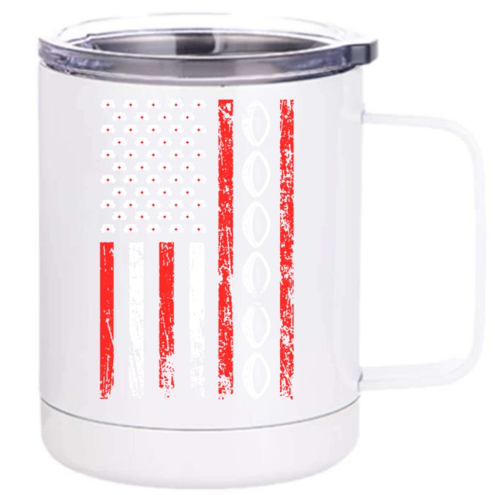 American Sports Flag National Nurses Day Rugby Football Cute Gift Front & Back 12oz Stainless Steel Tumbler Cup