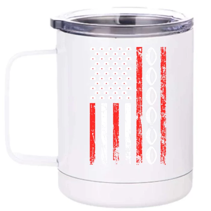 American Sports Flag National Nurses Day Rugby Football Cute Gift Front & Back 12oz Stainless Steel Tumbler Cup