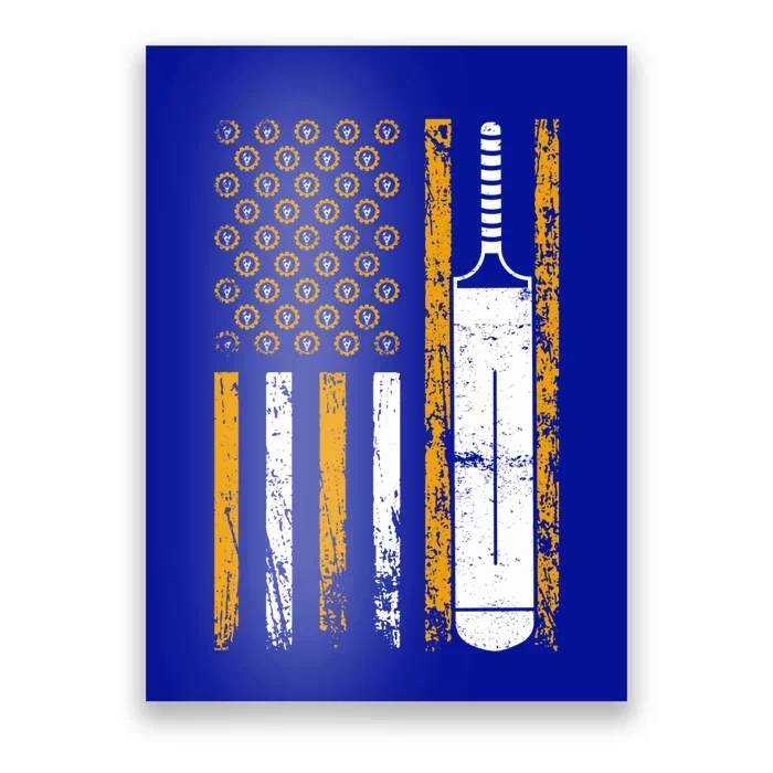 American Sports Flag Wrench Decor Cricket Bat Labor Day Meaningful Gift Poster