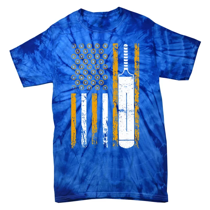 American Sports Flag Wrench Decor Cricket Bat Labor Day Meaningful Gift Tie-Dye T-Shirt