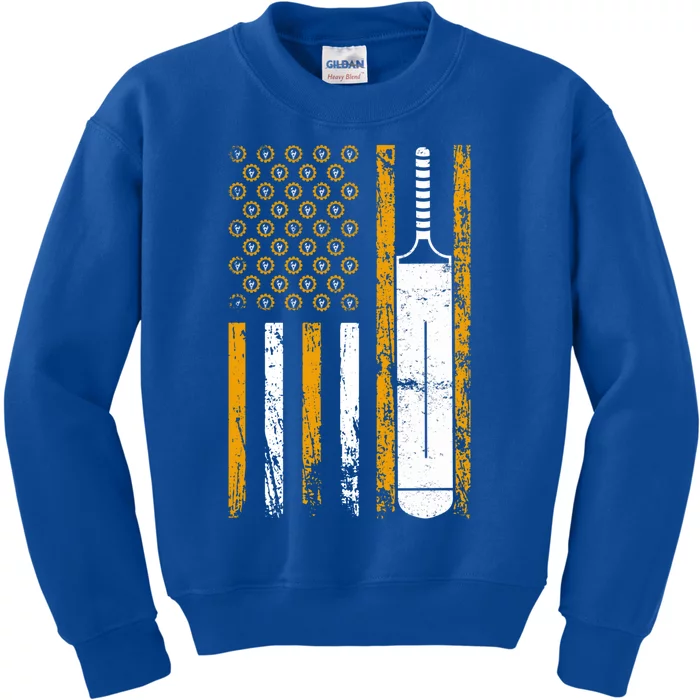 American Sports Flag Wrench Decor Cricket Bat Labor Day Meaningful Gift Kids Sweatshirt