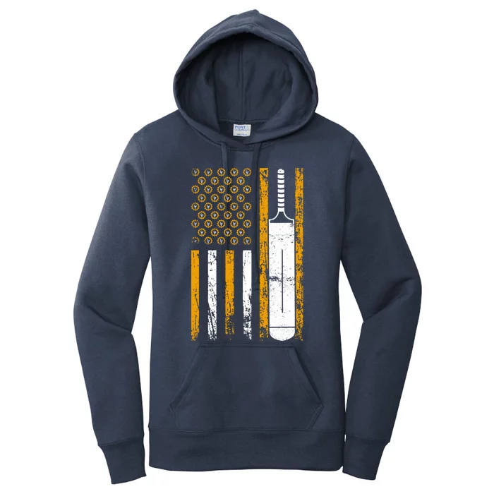 American Sports Flag Wrench Decor Cricket Bat Labor Day Meaningful Gift Women's Pullover Hoodie