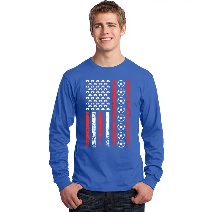 American Sports Flag National Nurses Day Soccer Football Gift Long Sleeve Shirt