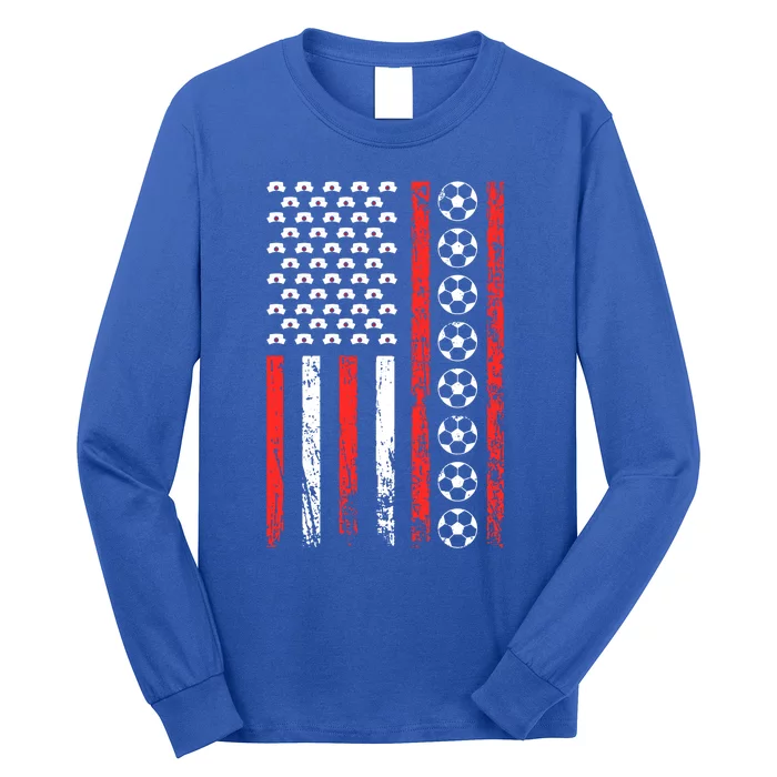 American Sports Flag National Nurses Day Soccer Football Gift Long Sleeve Shirt